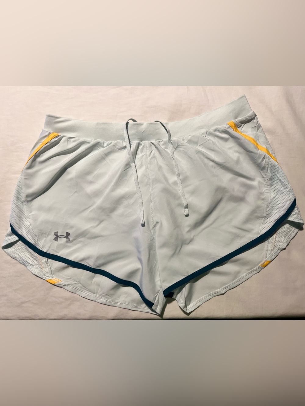 Under armour athletica Light Blue Athletic Shorts with Navy & Yellow Trim